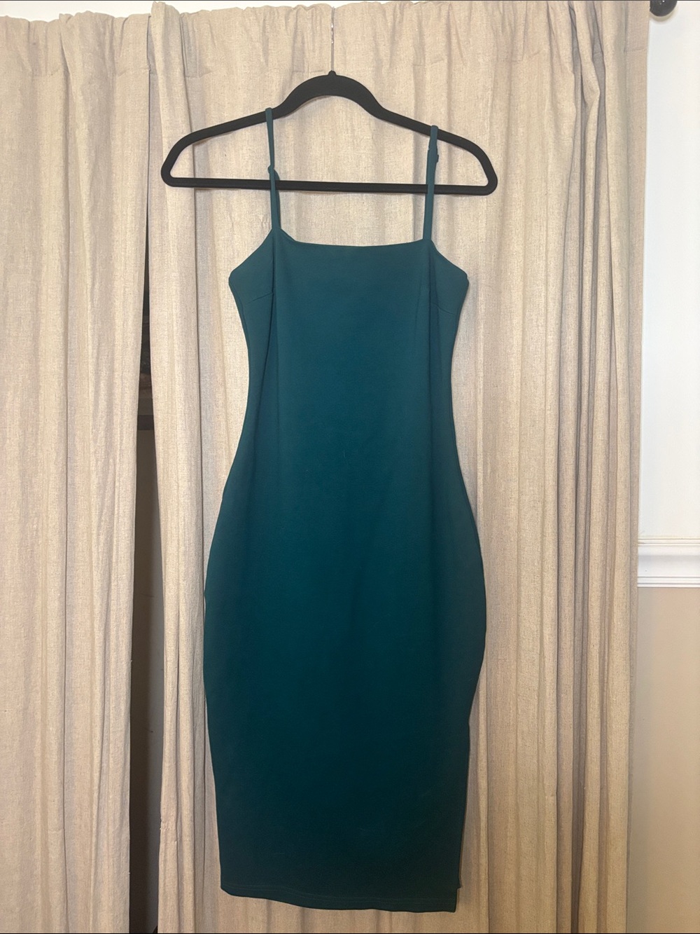 Lulu's Teal Midi Slip Dress with Spaghetti Straps